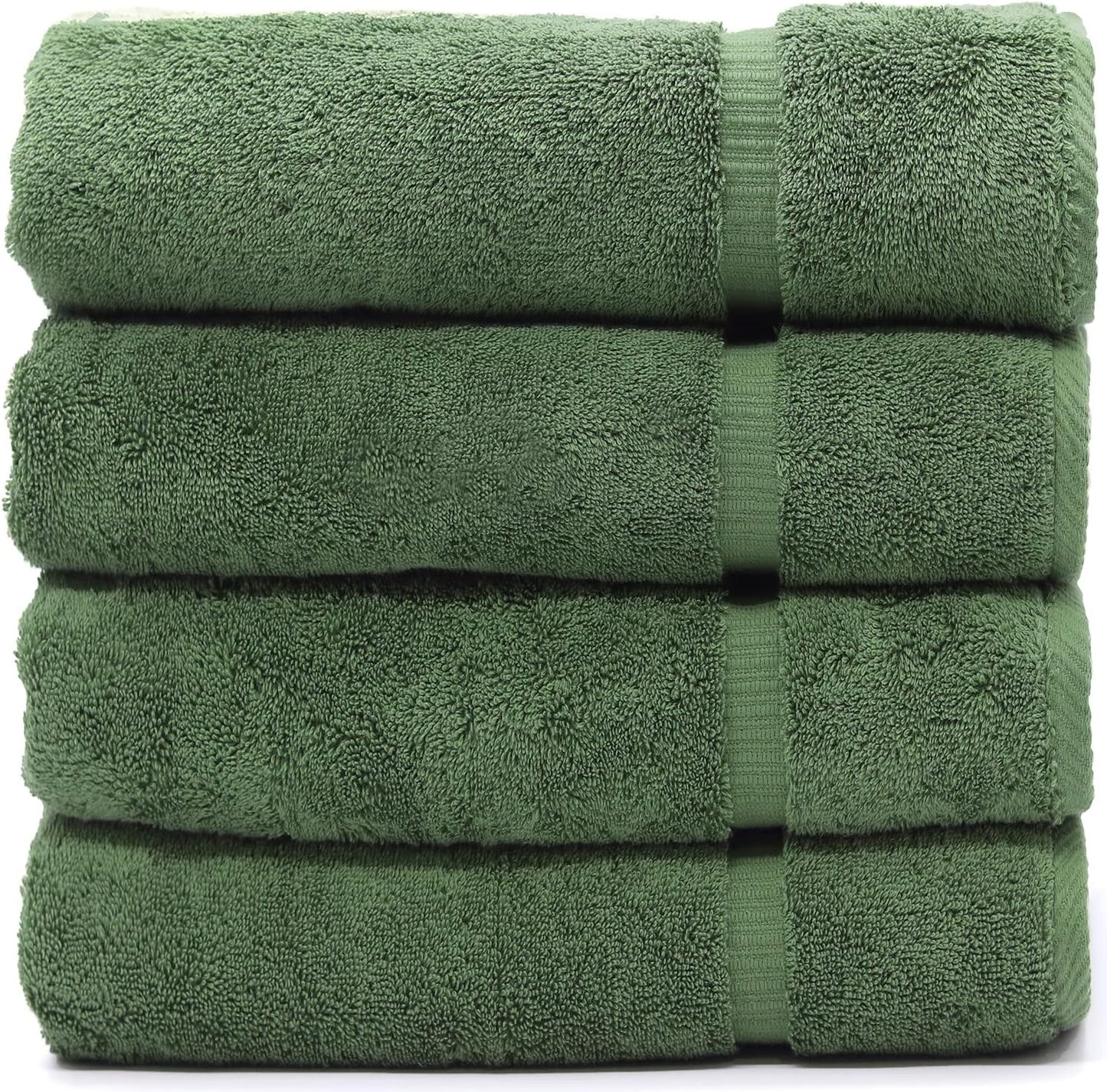 Luxury Hotel & Spa Quality, Quick Dry 100% Turkish Cotton, 700 GSM, Eco Friendly Towel, Bathroom and Kitchen Dobby Border Towels, 2-Bath Towel, 2-Hand Towel, 2-Washcloth (Bundle Set of 6, Moss)