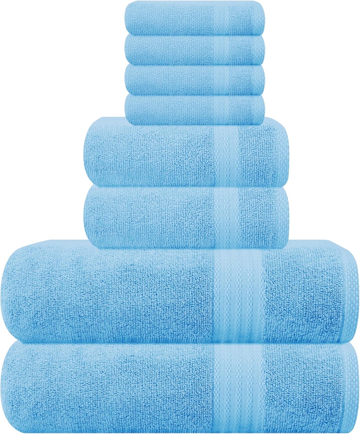 GLAMBURG Ultra Soft 8-Piece Towel Set - 100% Pure Ringspun Cotton, Contains 2 Oversized Bath Towels 27x54, 2 Hand Towels 16x28, 4 Wash Cloths 13x13 - Ideal for Everyday use, Hotel & Spa - Pink