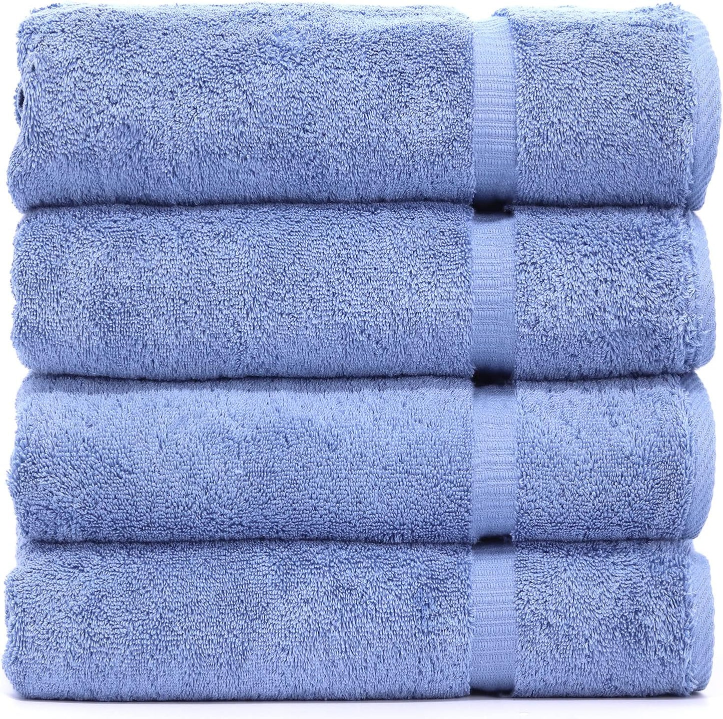 Luxury Hotel & Spa Quality, Quick Dry 100% Turkish Cotton, 700 GSM, Eco Friendly Towel, Bathroom and Kitchen Dobby Border Towels, 2-Bath Towel, 2-Hand Towel, 2-Washcloth (Bundle Set of 6, Moss)