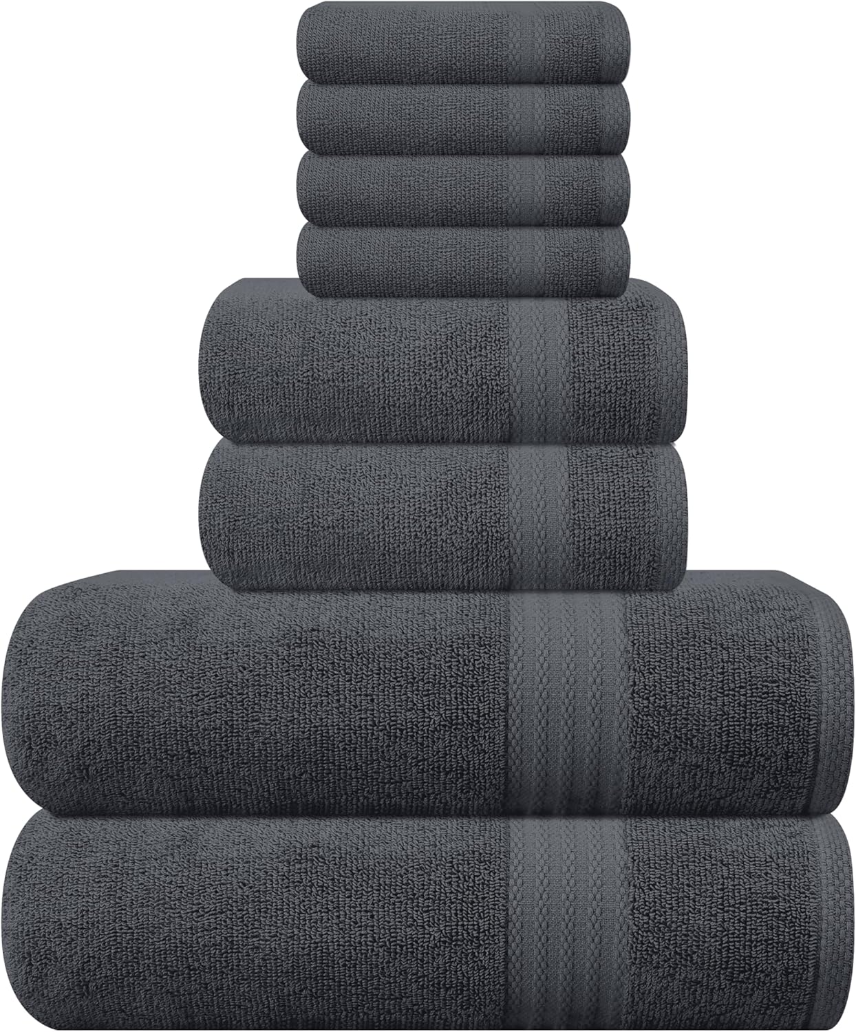GLAMBURG Ultra Soft 8-Piece Towel Set - 100% Pure Ringspun Cotton, Contains 2 Oversized Bath Towels 27x54, 2 Hand Towels 16x28, 4 Wash Cloths 13x13 - Ideal for Everyday use, Hotel & Spa - Pink