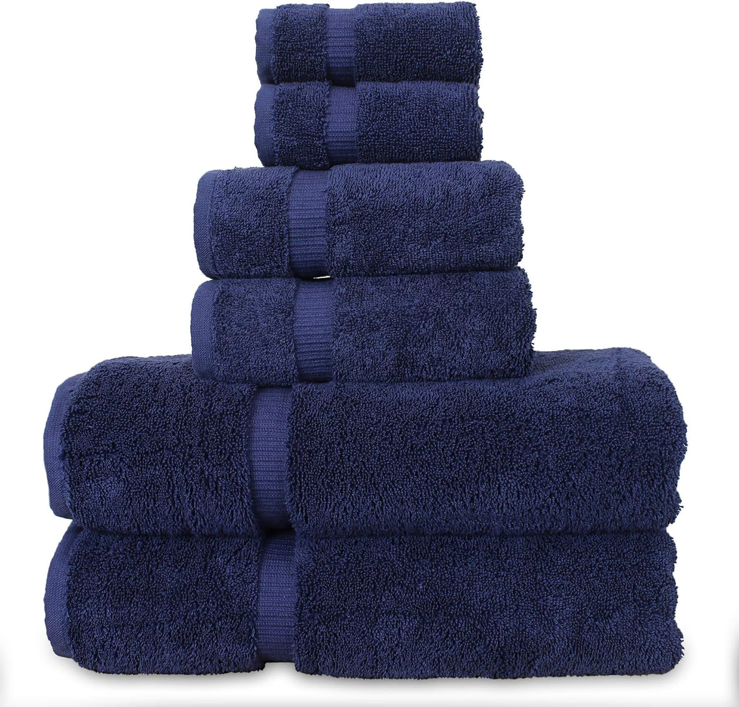 Luxury Hotel & Spa Quality, Quick Dry 100% Turkish Cotton, 700 GSM, Eco Friendly Towel, Bathroom and Kitchen Dobby Border Towels, 2-Bath Towel, 2-Hand Towel, 2-Washcloth (Bundle Set of 6, Moss)