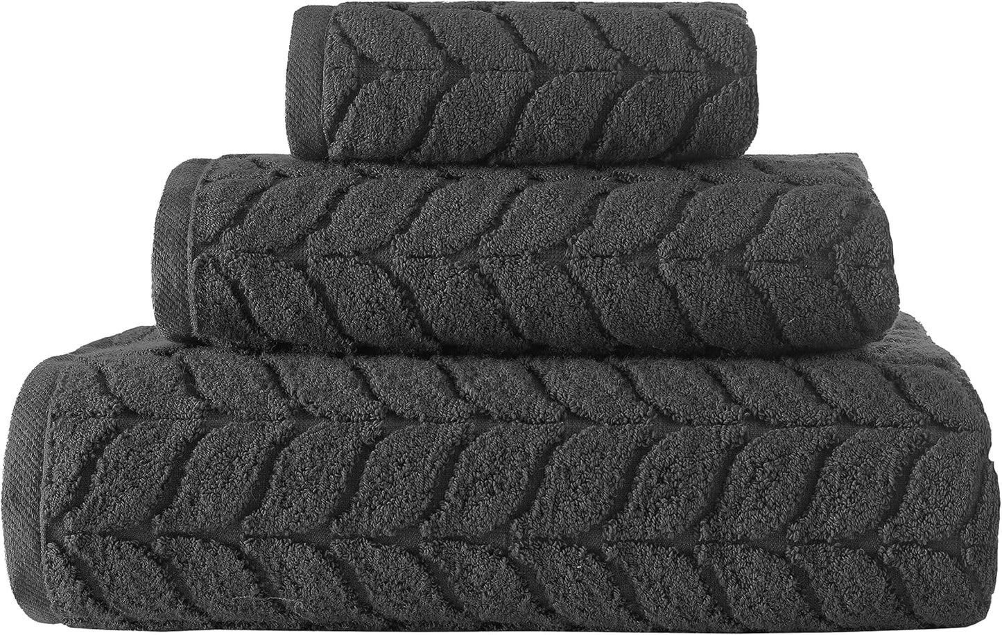 BAGNO MILANO 100% Turkish Cotton Jacquard Luxury Towel Set – Quick Dry Non-GMO Ultra-Soft, Plush and Absorbent Luxury Durable Turkish Towels Set (Grey, 6 pcs Towel Set)