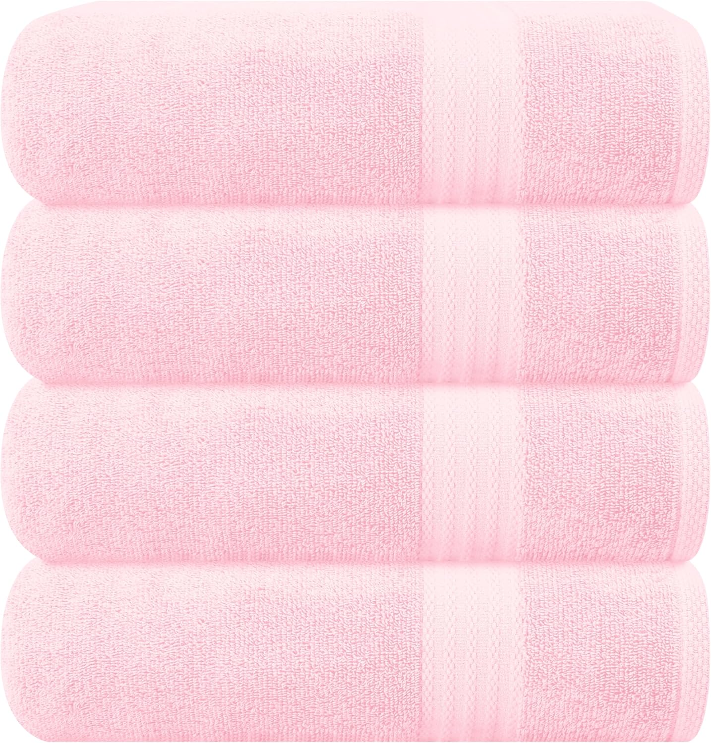 GLAMBURG Ultra Soft 8-Piece Towel Set - 100% Pure Ringspun Cotton, Contains 2 Oversized Bath Towels 27x54, 2 Hand Towels 16x28, 4 Wash Cloths 13x13 - Ideal for Everyday use, Hotel & Spa - Pink