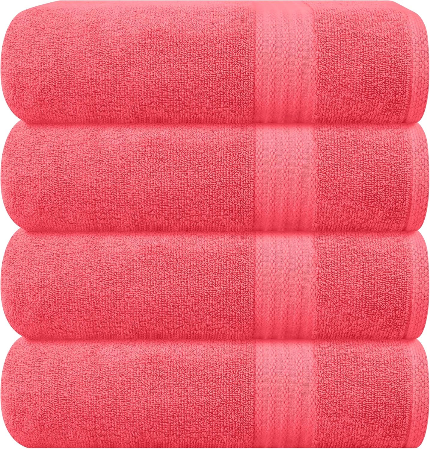 GLAMBURG Ultra Soft 8-Piece Towel Set - 100% Pure Ringspun Cotton, Contains 2 Oversized Bath Towels 27x54, 2 Hand Towels 16x28, 4 Wash Cloths 13x13 - Ideal for Everyday use, Hotel & Spa - Pink