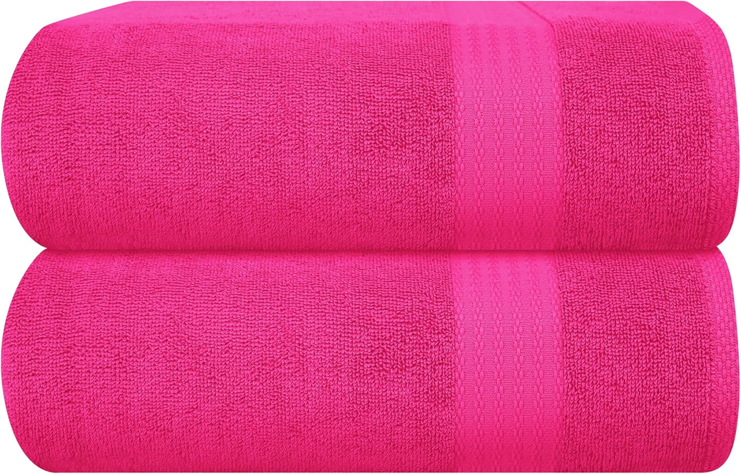 GLAMBURG Ultra Soft 8-Piece Towel Set - 100% Pure Ringspun Cotton, Contains 2 Oversized Bath Towels 27x54, 2 Hand Towels 16x28, 4 Wash Cloths 13x13 - Ideal for Everyday use, Hotel & Spa - Pink