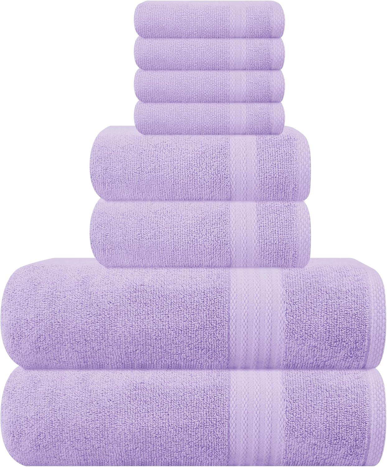 GLAMBURG Ultra Soft 8-Piece Towel Set - 100% Pure Ringspun Cotton, Contains 2 Oversized Bath Towels 27x54, 2 Hand Towels 16x28, 4 Wash Cloths 13x13 - Ideal for Everyday use, Hotel & Spa - Pink