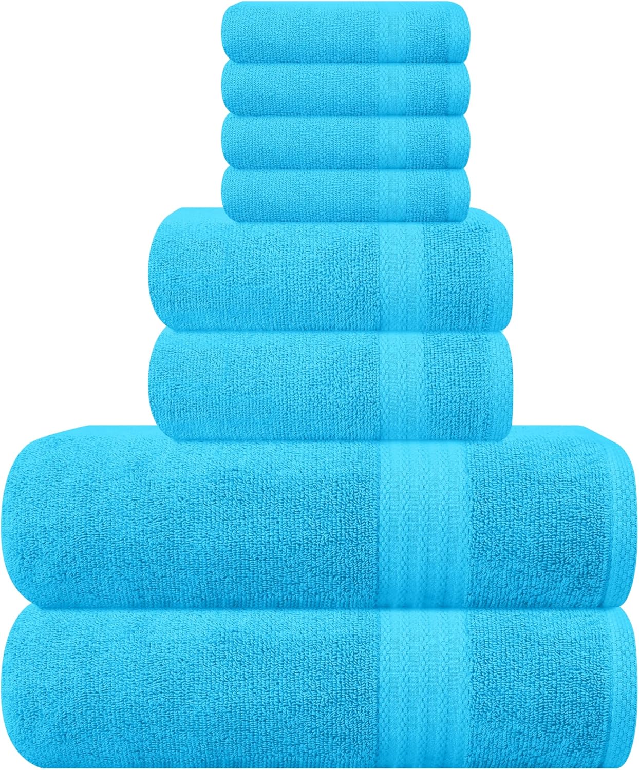 GLAMBURG Ultra Soft 8-Piece Towel Set - 100% Pure Ringspun Cotton, Contains 2 Oversized Bath Towels 27x54, 2 Hand Towels 16x28, 4 Wash Cloths 13x13 - Ideal for Everyday use, Hotel & Spa - Pink