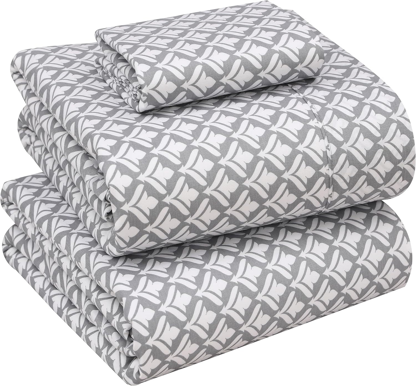 RUVANTI 100% Cotton Sheets Queen Size Set, 4 Pieces, Soft & Breathable Percale Weave Bedding, Deep Pocket 16", Hotel Standard, Crisp Cool Feeling, Durable, Perfect Floral Bed Sheet, Sweet Pea