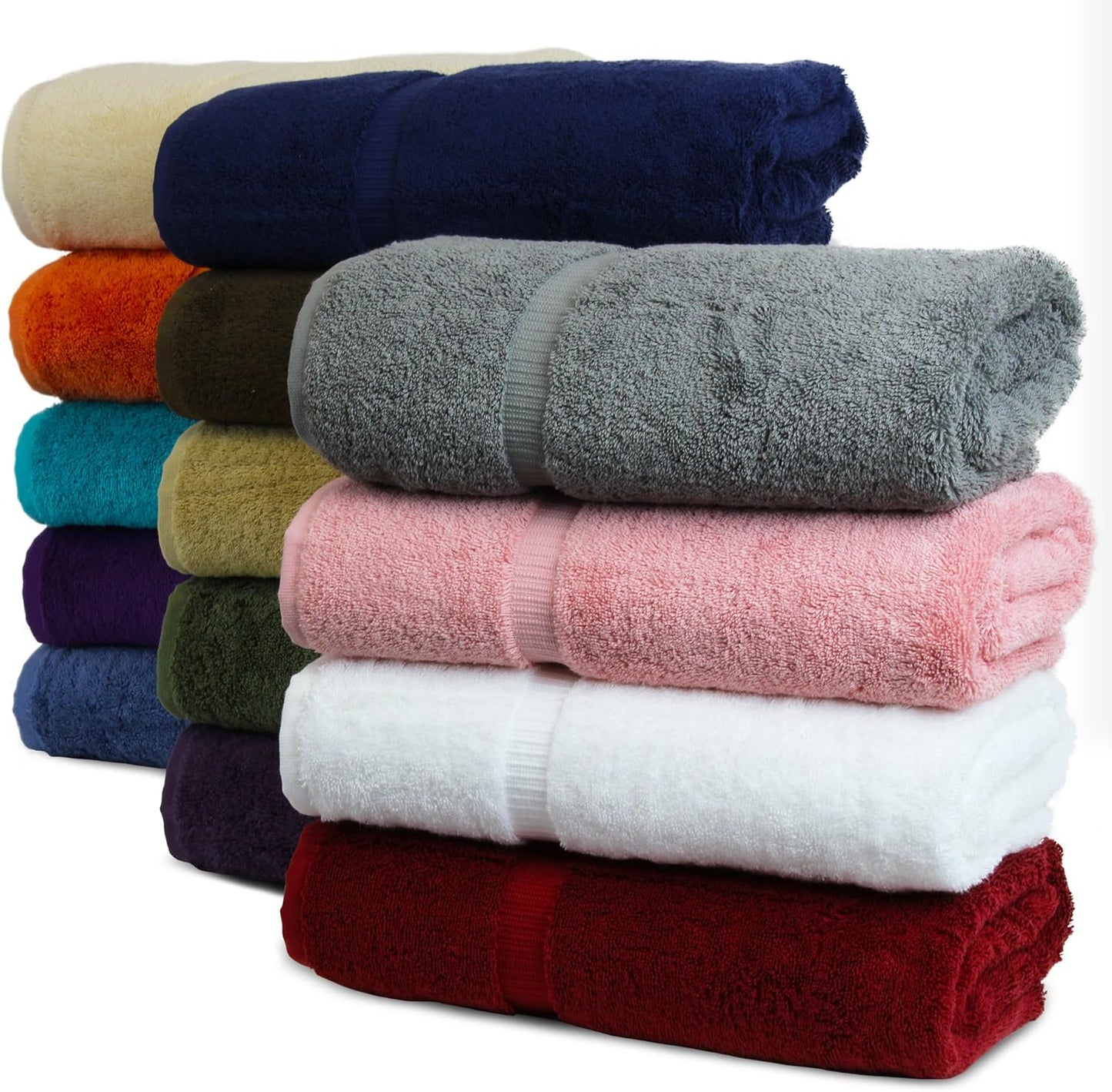 Luxury Hotel & Spa Quality, Quick Dry 100% Turkish Cotton, 700 GSM, Eco Friendly Towel, Bathroom and Kitchen Dobby Border Towels, 2-Bath Towel, 2-Hand Towel, 2-Washcloth (Bundle Set of 6, Moss)