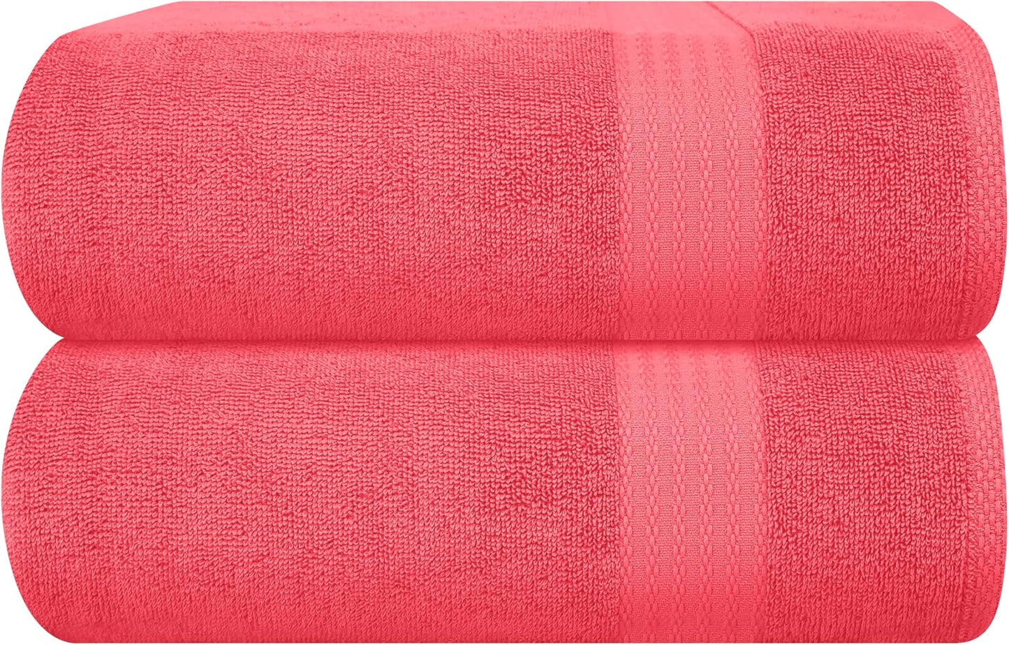 GLAMBURG Ultra Soft 8-Piece Towel Set - 100% Pure Ringspun Cotton, Contains 2 Oversized Bath Towels 27x54, 2 Hand Towels 16x28, 4 Wash Cloths 13x13 - Ideal for Everyday use, Hotel & Spa - Pink