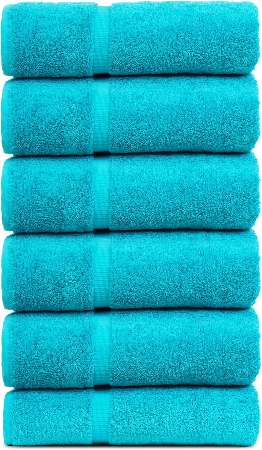 Luxury Hotel & Spa Quality, Quick Dry 100% Turkish Cotton, 700 GSM, Eco Friendly Towel, Bathroom and Kitchen Dobby Border Towels, 2-Bath Towel, 2-Hand Towel, 2-Washcloth (Bundle Set of 6, Moss)