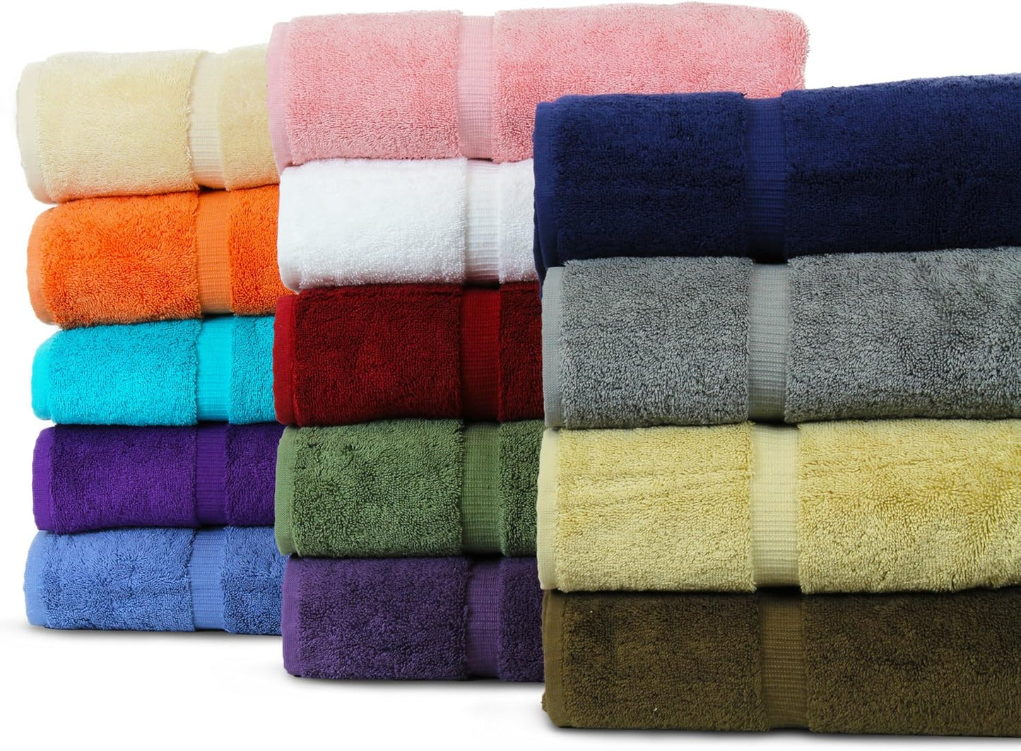 Luxury Hotel & Spa Quality, Quick Dry 100% Turkish Cotton, 700 GSM, Eco Friendly Towel, Bathroom and Kitchen Dobby Border Towels, 2-Bath Towel, 2-Hand Towel, 2-Washcloth (Bundle Set of 6, Moss)