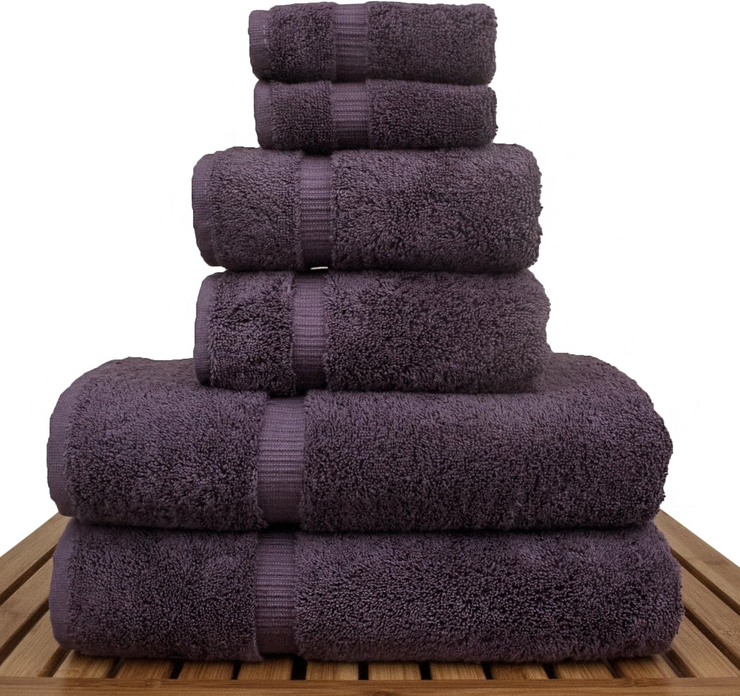 Luxury Hotel & Spa Quality, Quick Dry 100% Turkish Cotton, 700 GSM, Eco Friendly Towel, Bathroom and Kitchen Dobby Border Towels, 2-Bath Towel, 2-Hand Towel, 2-Washcloth (Bundle Set of 6, Moss)