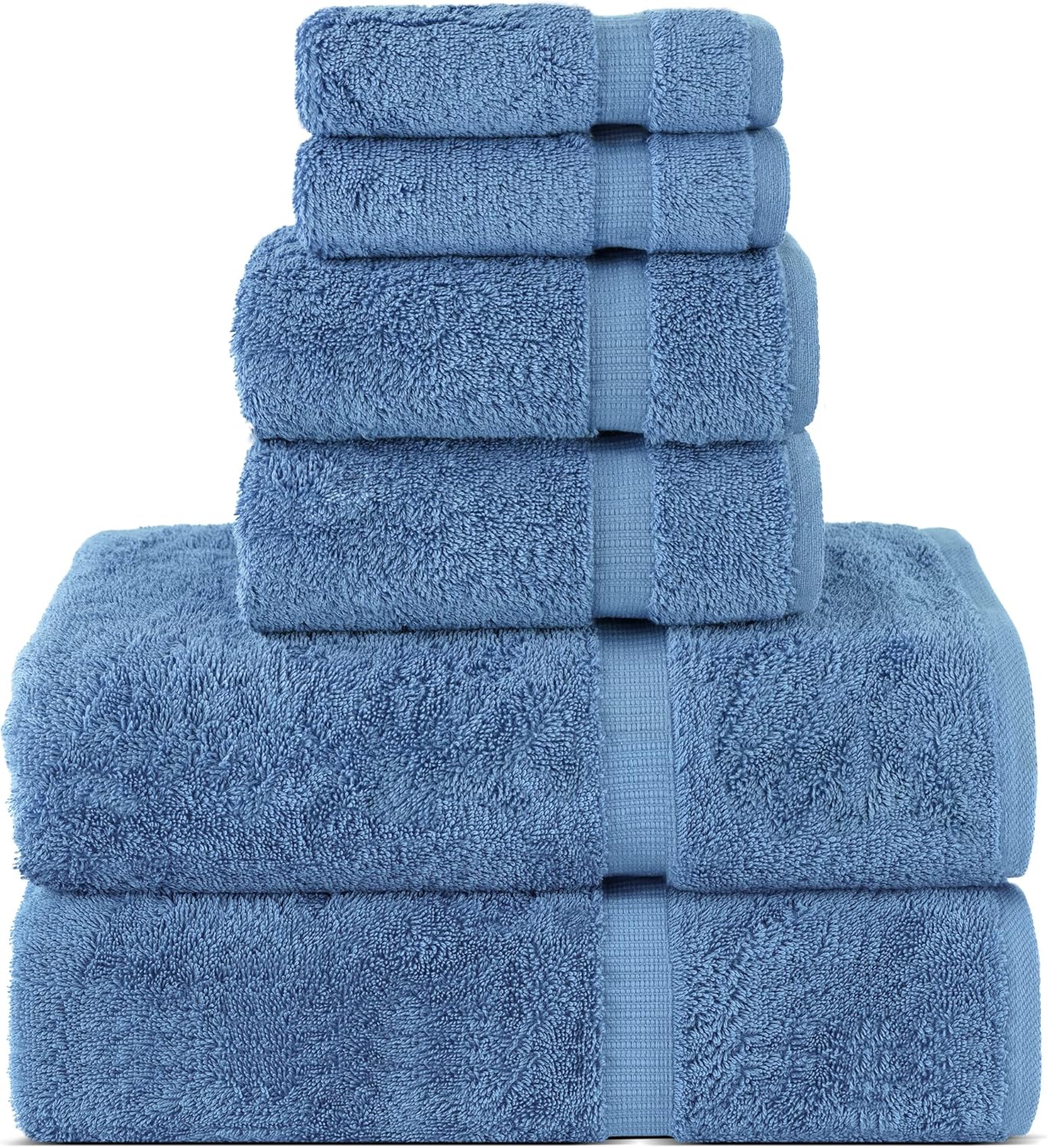 Chakir Turkish Linens Luxury Spa and Hotel Quality Premium Cotton 6-Piece Towel Set (2 x Bath Towels, 2 x Hand Towels, 2 x Washcloths)