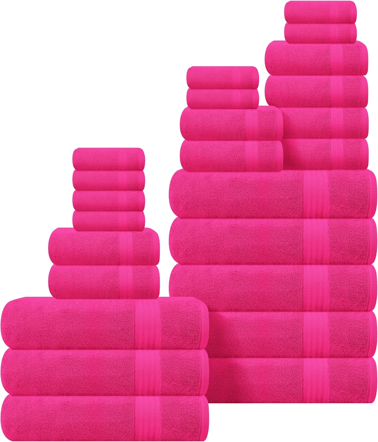 GLAMBURG Ultra Soft 8-Piece Towel Set - 100% Pure Ringspun Cotton, Contains 2 Oversized Bath Towels 27x54, 2 Hand Towels 16x28, 4 Wash Cloths 13x13 - Ideal for Everyday use, Hotel & Spa - Pink