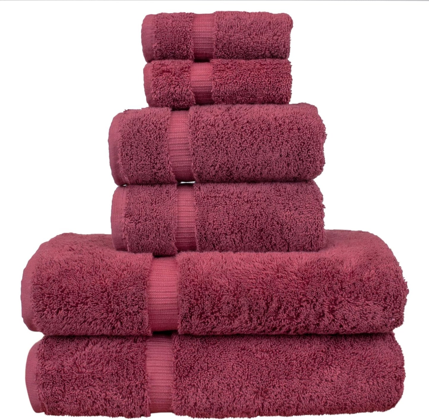 Luxury Hotel & Spa Quality, Quick Dry 100% Turkish Cotton, 700 GSM, Eco Friendly Towel, Bathroom and Kitchen Dobby Border Towels, 2-Bath Towel, 2-Hand Towel, 2-Washcloth (Bundle Set of 6, Moss)