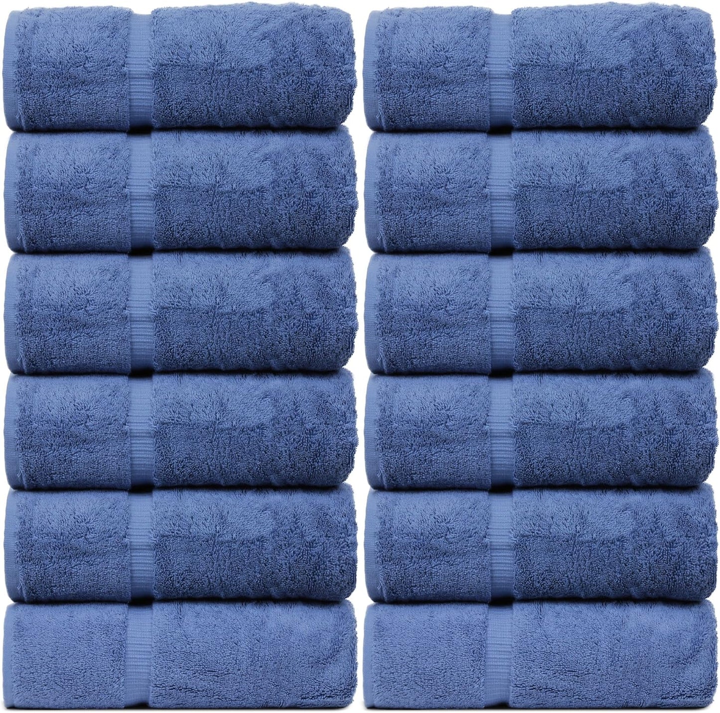 Luxury Hotel & Spa Quality, Quick Dry 100% Turkish Cotton, 700 GSM, Eco Friendly Towel, Bathroom and Kitchen Dobby Border Towels, 2-Bath Towel, 2-Hand Towel, 2-Washcloth (Bundle Set of 6, Moss)