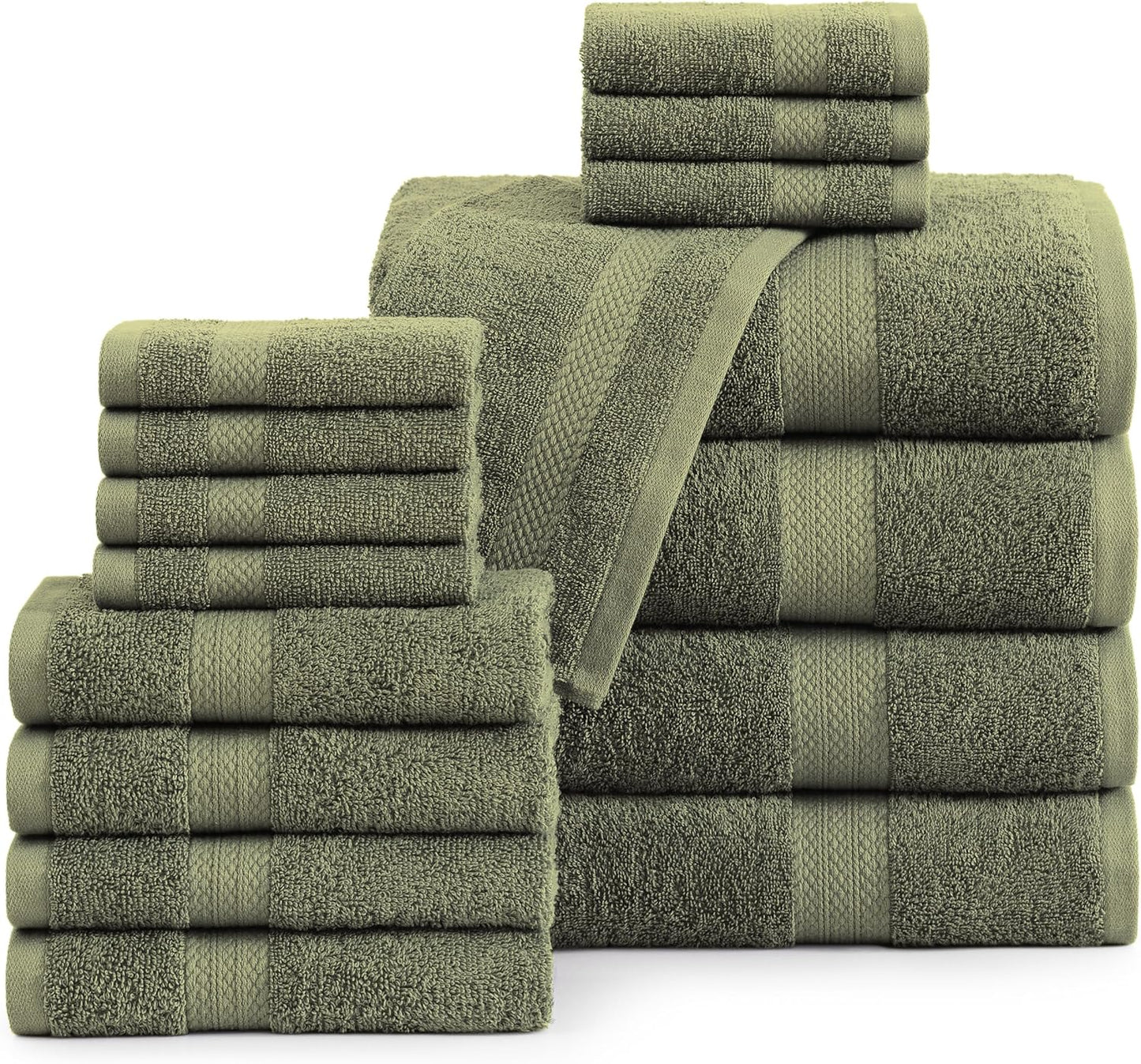 LANE LINEN 100% Mercerized Cotton Luxury Bathroom Towel Set - 16 Pcs - Super Soft, Fluffy & Highly Absorbent - 4 Bath Towels, 8 Washcloths, 4 Hand Towels - Pre Shrunk, Pet Friendly - Wishful Mauve