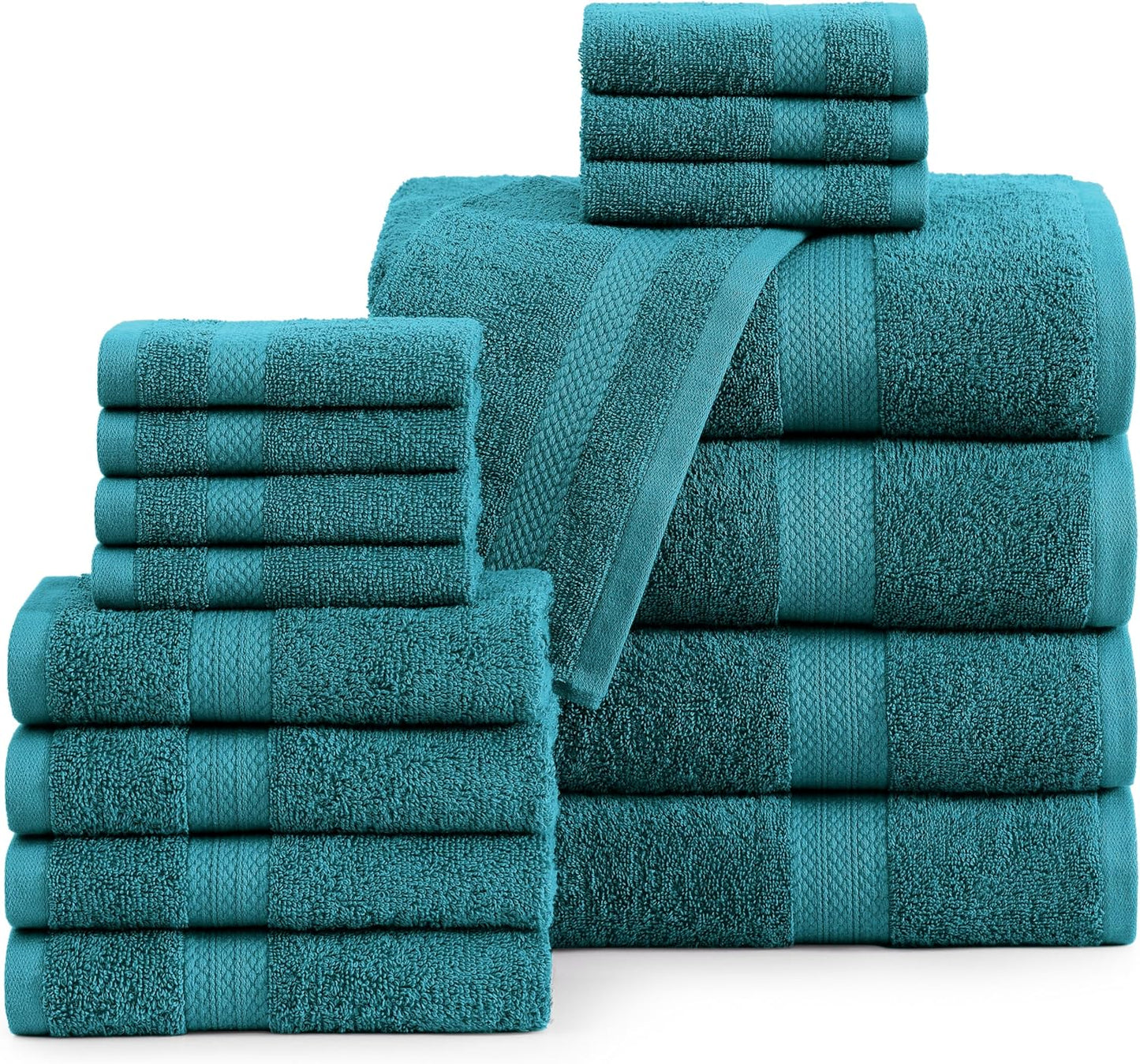 LANE LINEN 100% Mercerized Cotton Luxury Bathroom Towel Set - 16 Pcs - Super Soft, Fluffy & Highly Absorbent - 4 Bath Towels, 8 Washcloths, 4 Hand Towels - Pre Shrunk, Pet Friendly - Wishful Mauve