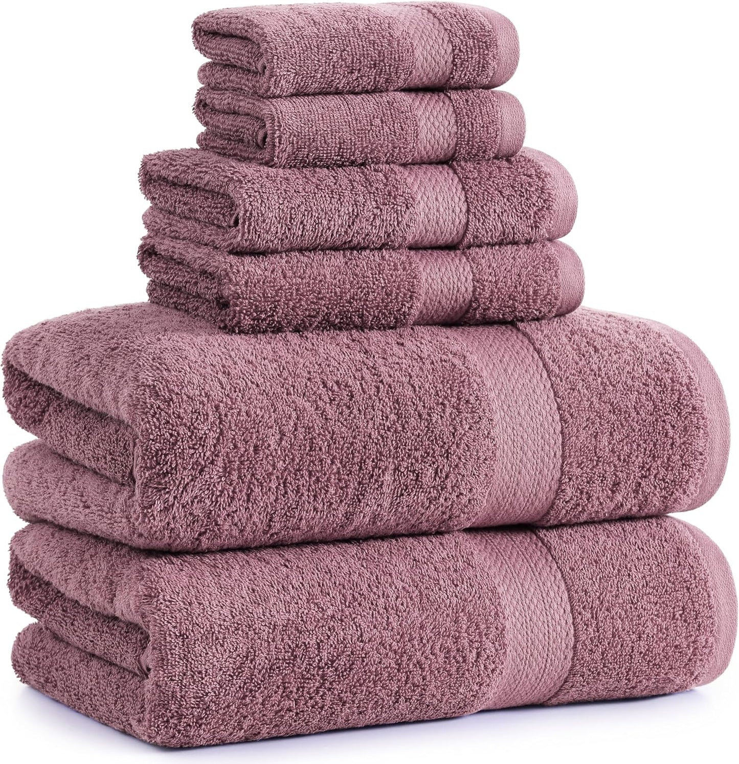 LANE LINEN 100% Mercerized Cotton Luxury Bathroom Towel Set - 16 Pcs - Super Soft, Fluffy & Highly Absorbent - 4 Bath Towels, 8 Washcloths, 4 Hand Towels - Pre Shrunk, Pet Friendly - Wishful Mauve