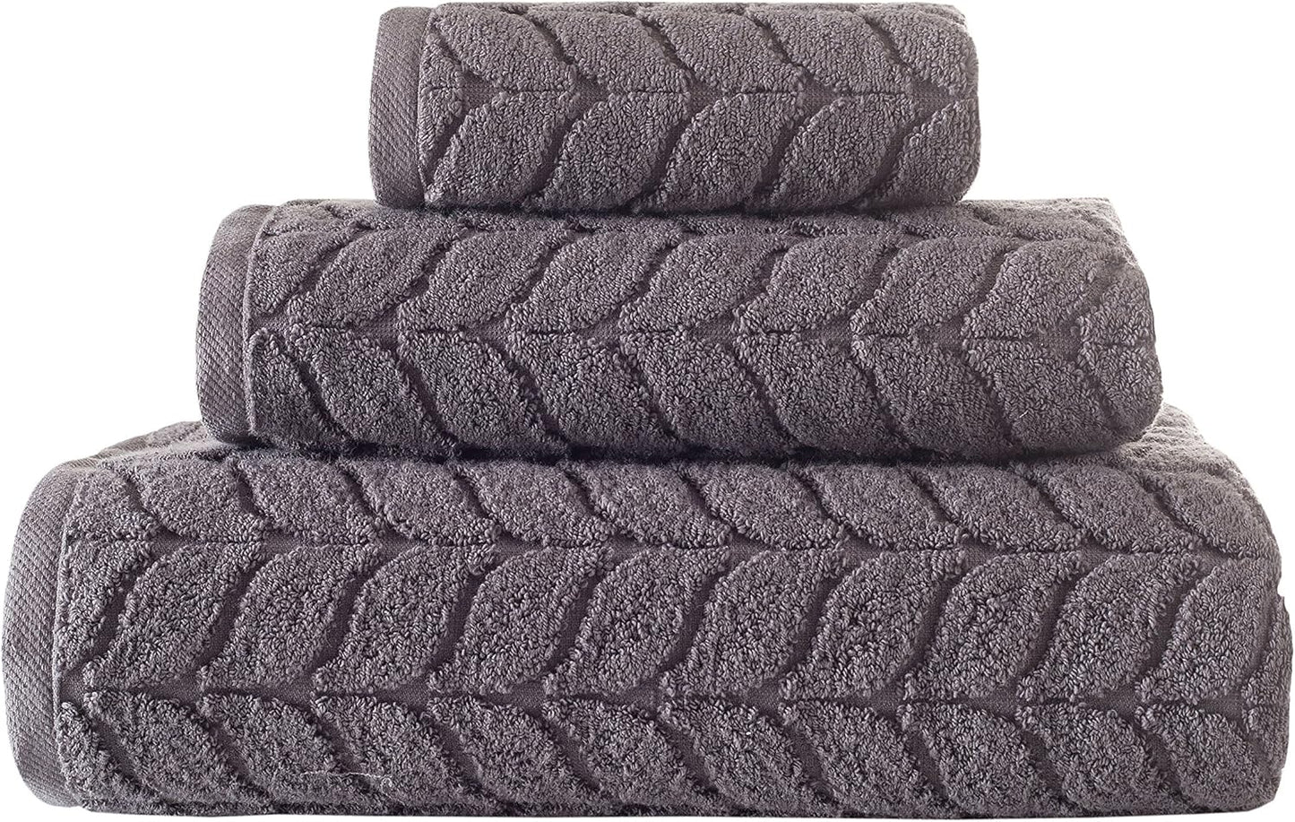 BAGNO MILANO 100% Turkish Cotton Jacquard Luxury Towel Set – Quick Dry Non-GMO Ultra-Soft, Plush and Absorbent Luxury Durable Turkish Towels Set (Grey, 6 pcs Towel Set)