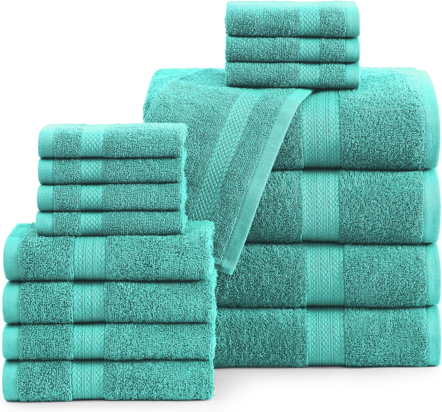 LANE LINEN 100% Mercerized Cotton Luxury Bathroom Towel Set - 16 Pcs - Super Soft, Fluffy & Highly Absorbent - 4 Bath Towels, 8 Washcloths, 4 Hand Towels - Pre Shrunk, Pet Friendly - Wishful Mauve