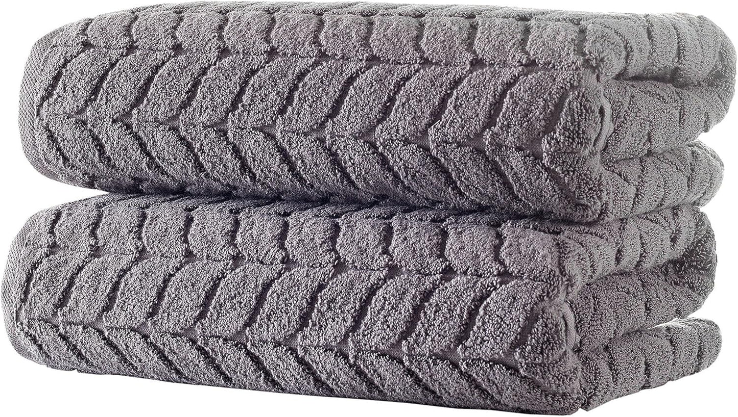 BAGNO MILANO 100% Turkish Cotton Jacquard Luxury Towel Set – Quick Dry Non-GMO Ultra-Soft, Plush and Absorbent Luxury Durable Turkish Towels Set (Grey, 6 pcs Towel Set)